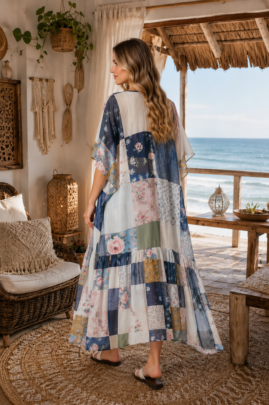 Vintage Long Floral Kimono – Boho Cover-Up