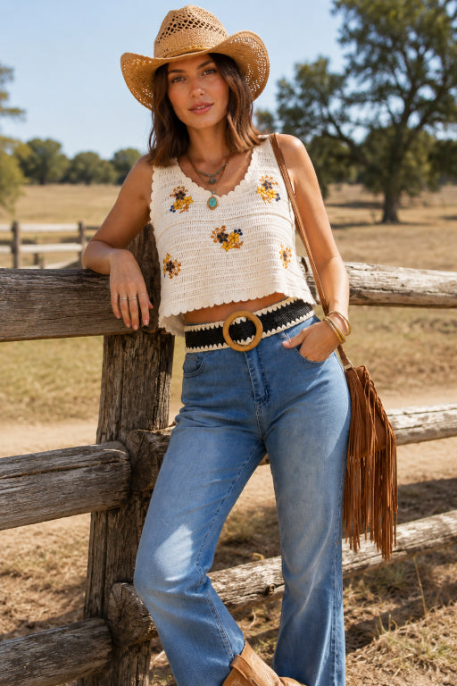Whipstitch Raffia Belt with Wooden Round Buckle - NeoKira Unlimited