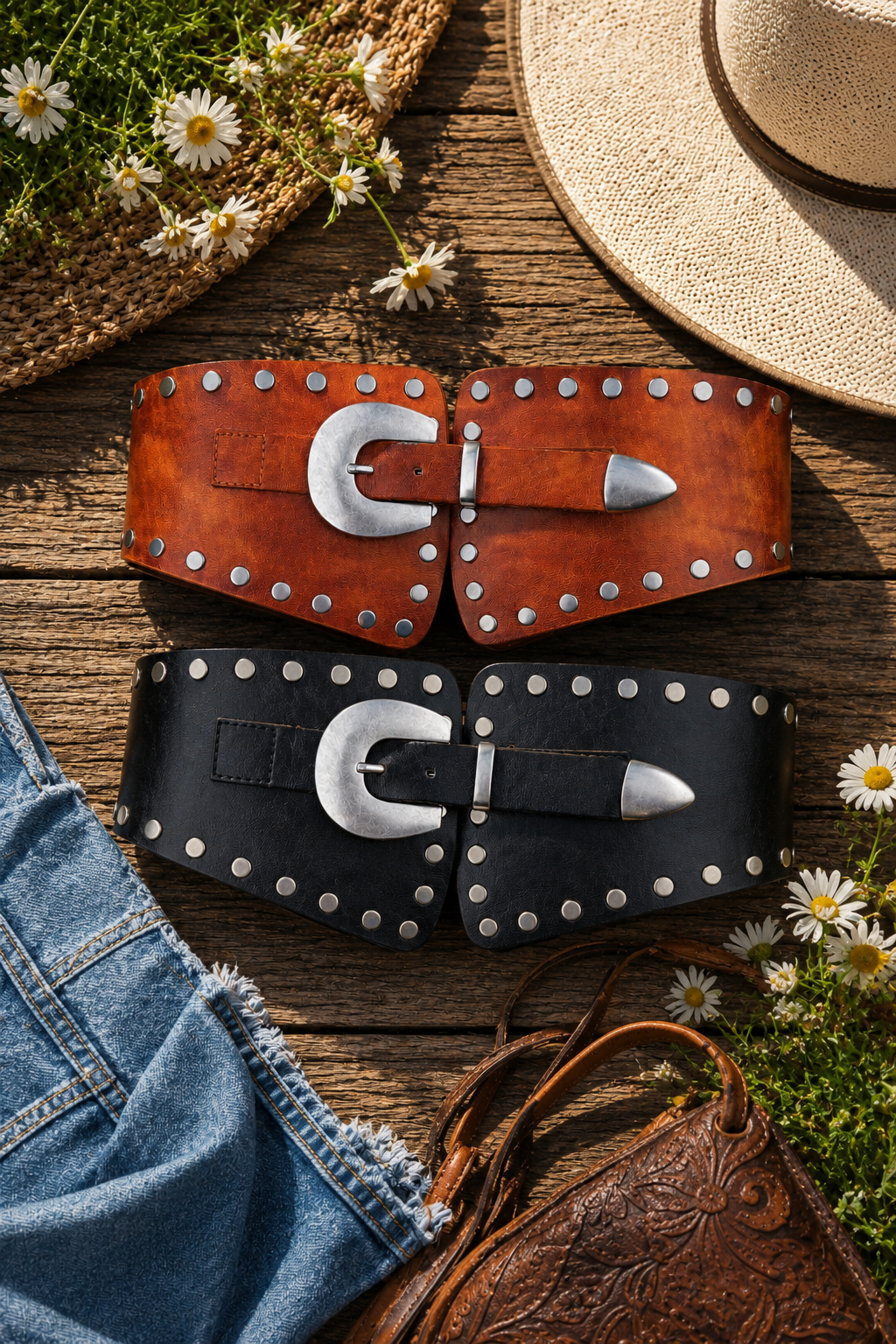 Vintage Edge: Silver Buckle Chunky Corset Belt - NeoKira Unlimited