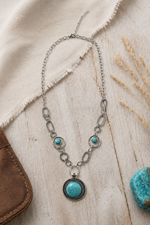 Soleil Turquoise & Silver Link Necklace - NeoKira Unlimited