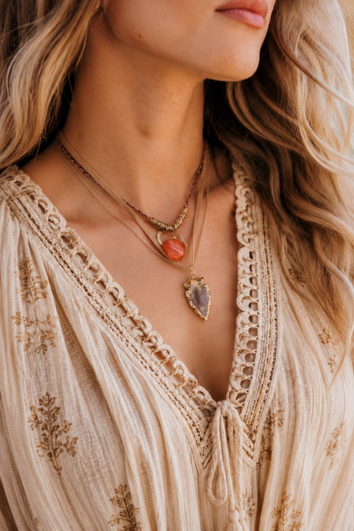 Carnelian & Brown Agate Suede Necklace - NeoKira Unlimited