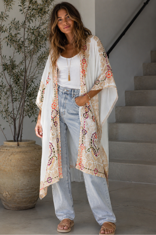 Bohemian Artisan Stitch Tapestry Kimono - NeoKira Unlimited