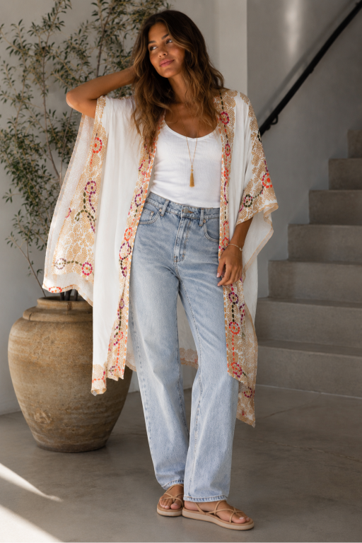 Bohemian Artisan Stitch Tapestry Kimono - NeoKira Unlimited