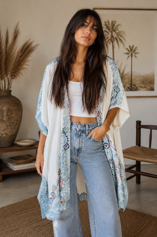 Bohemian Artisan Stitch Tapestry Kimono - NeoKira Unlimited