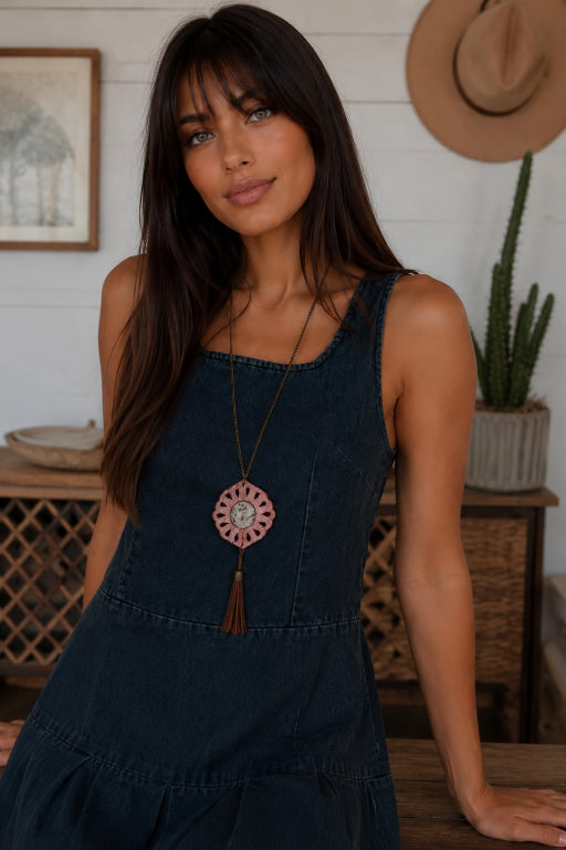 Tribal Circle Pendant Necklace – Leather & Turquoise - NeoKira Unlimited