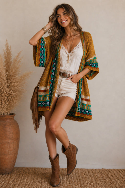 Kachina Style Tapestry Knit Ruana - NeoKira Unlimited