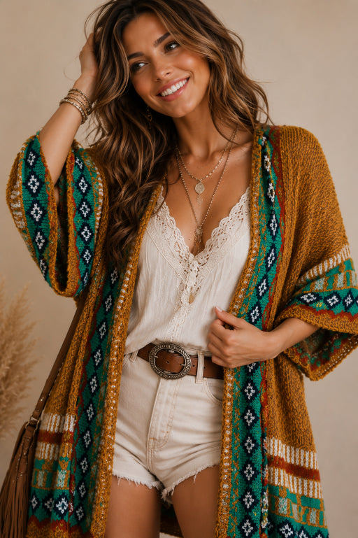 Kachina Style Tapestry Knit Ruana - NeoKira Unlimited