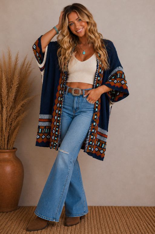 Kachina Style Tapestry Knit Ruana - NeoKira Unlimited