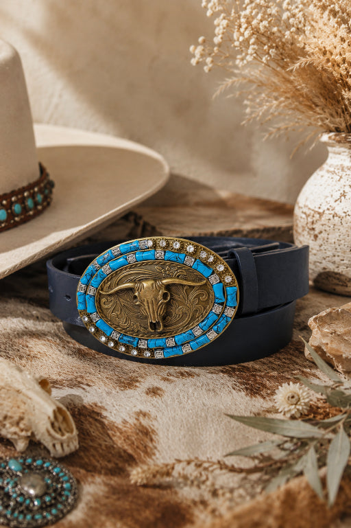 Desert Dreamer: Vintage Bohemian Turquoise Inlaid Cowboy Belt - NeoKira Unlimited