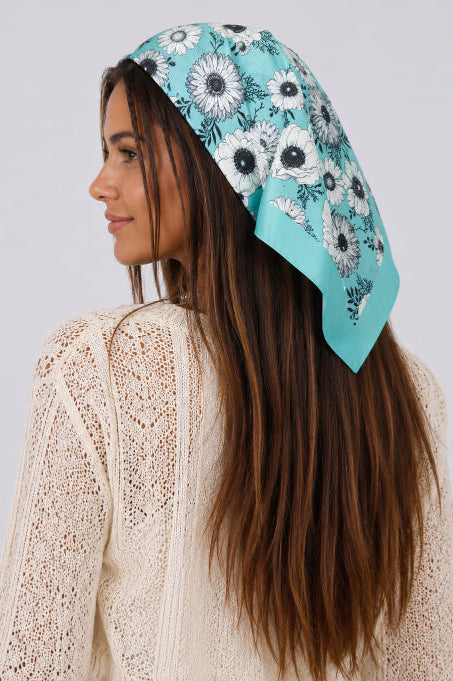 Dual-Tone Gingham Floral Bandana – Reversible Silky Square Scarf - NeoKira Unlimited