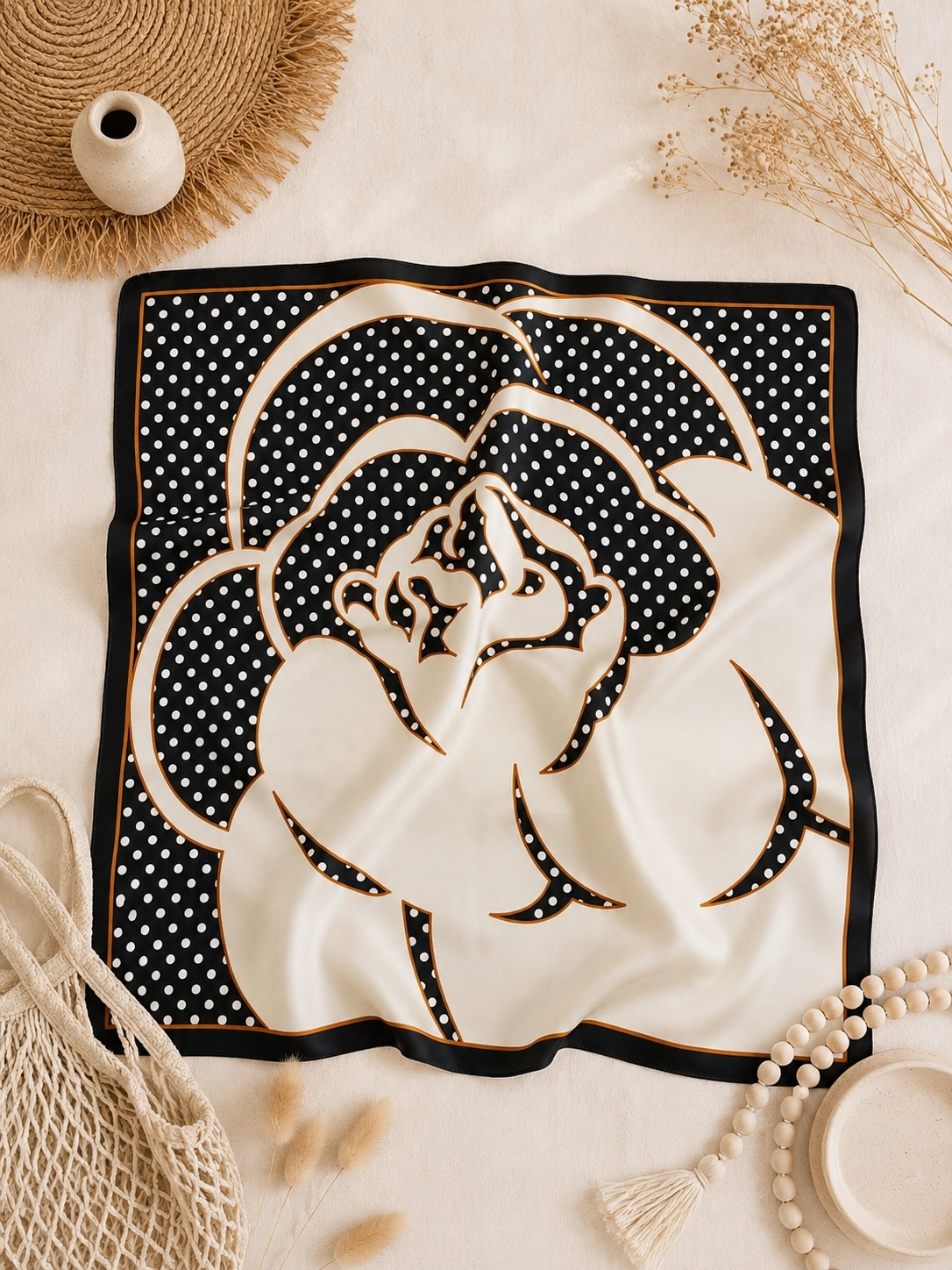 Polka Petal Luxe Silky Bandana Bandana - NeoKira Unlimited