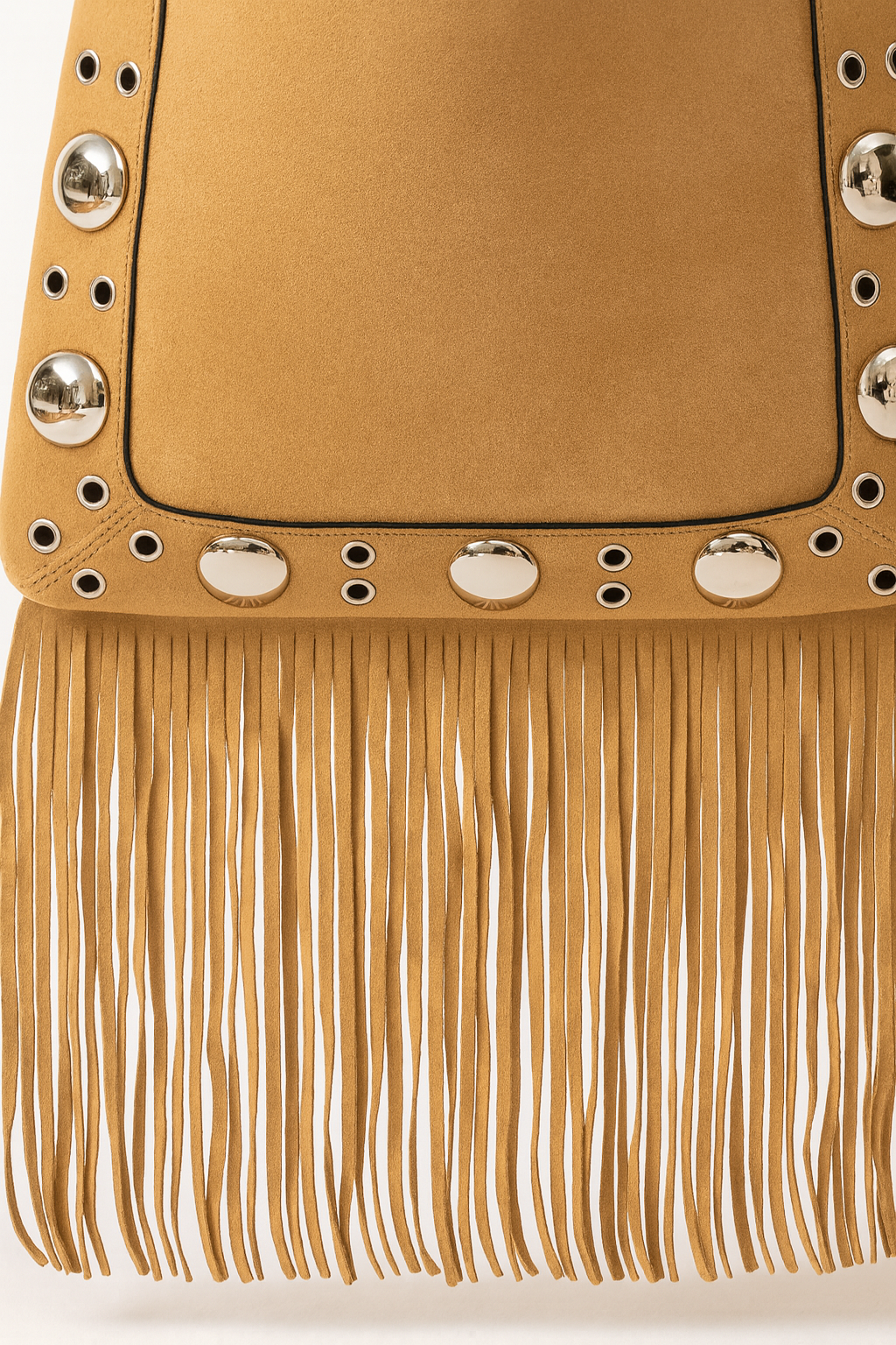 Boho Chic Faux Suede Grommet Accent Fringe Tote Bag - NeoKira Unlimited