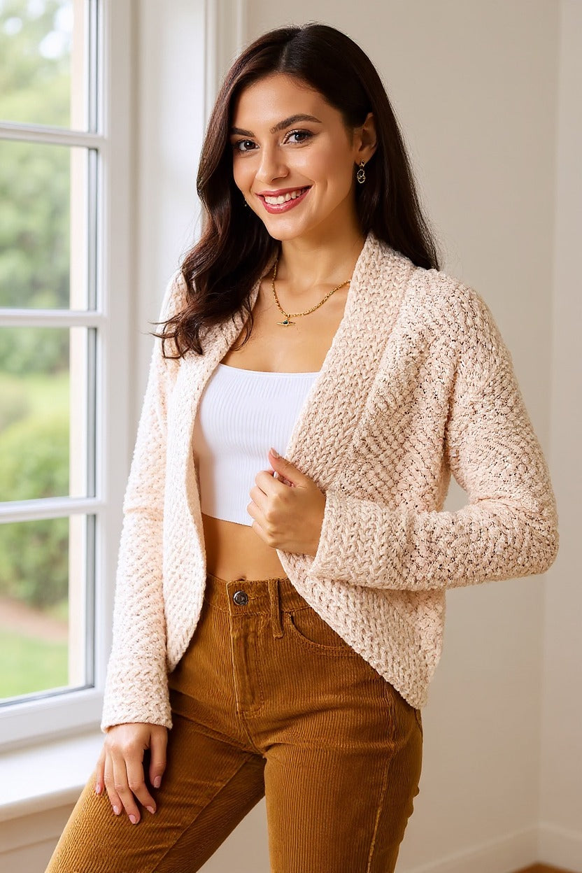 Double Take Open Front Long Sleeve Cardigan - NeoKira Unlimited