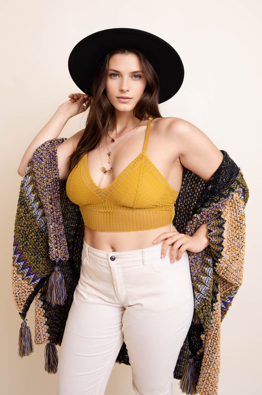 Ribbed Lace Boho Racerback Bralette Plus - NeoKira Unlimited