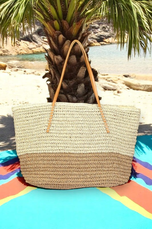 Fame Straw Braided Beach Tote Bag - NeoKira Unlimited