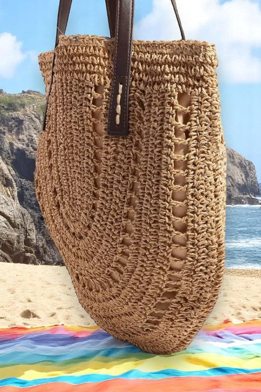 Fame Straw Braided Rounded Tote Bag - NeoKira Unlimited
