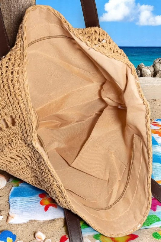 Fame Straw Braided Rounded Tote Bag - NeoKira Unlimited