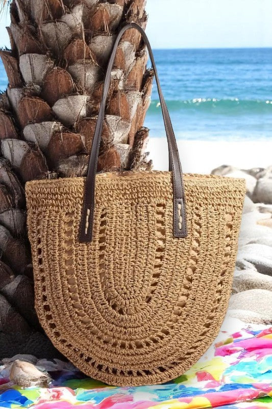 Fame Straw Braided Rounded Tote Bag - NeoKira Unlimited