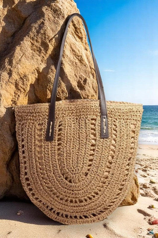Fame Straw Braided Rounded Tote Bag - NeoKira Unlimited