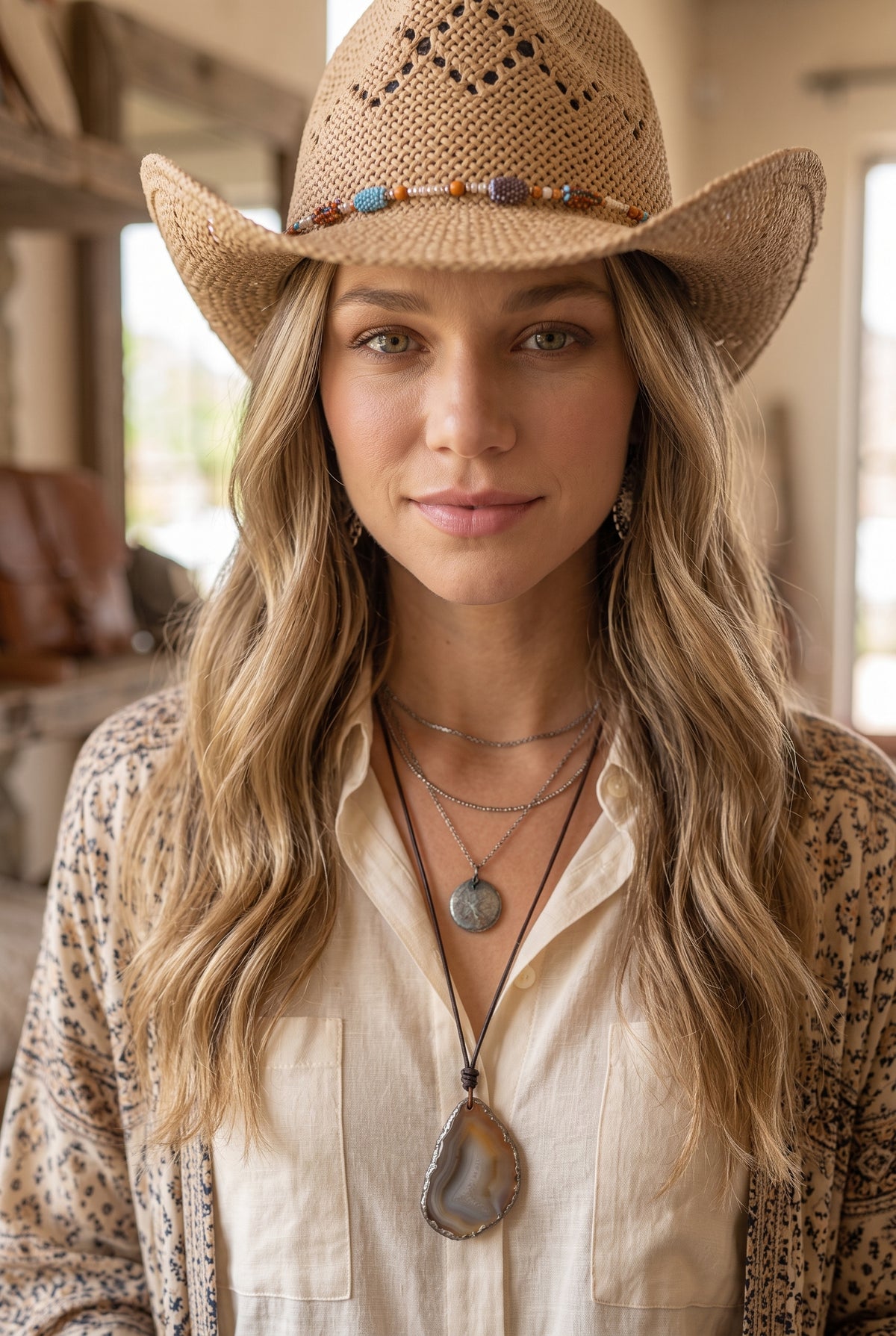 Woven Wide Brim Cowboy Hat – Textured Western Style - NeoKira Unlimited