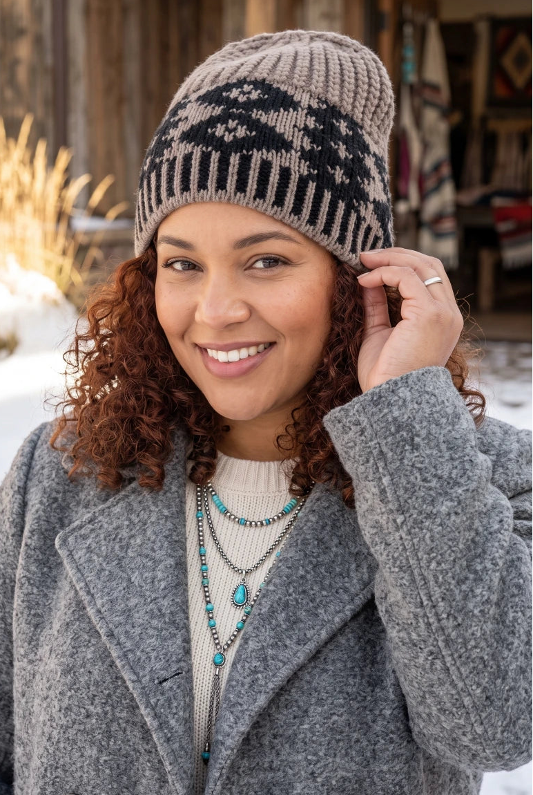 Vintage Fair Isle Knit Beanie Soft Geometric Pattern Winter - NeoKira Unlimited