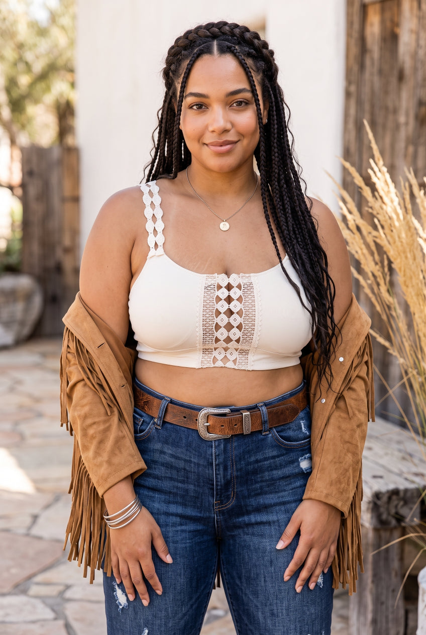 Boho Eye Lace Applique Bralette Plus - NeoKira Unlimited