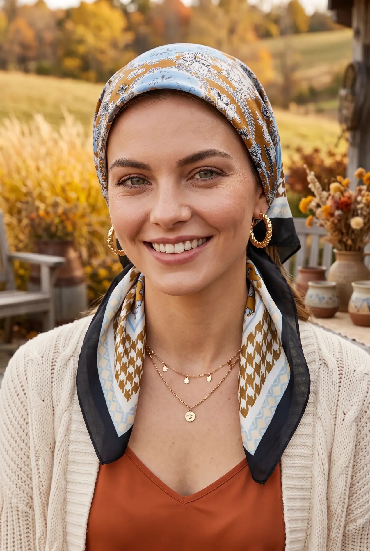 Retro Mixed Pattern Soft Satin Scarf Multi Wear Head Neck Bandana for Women - NeoKira Unlimited