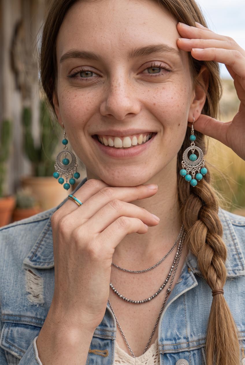 Women Boho Vintage Turquoise Beaded Tassel Drop Hook Earrings - NeoKira Unlimited