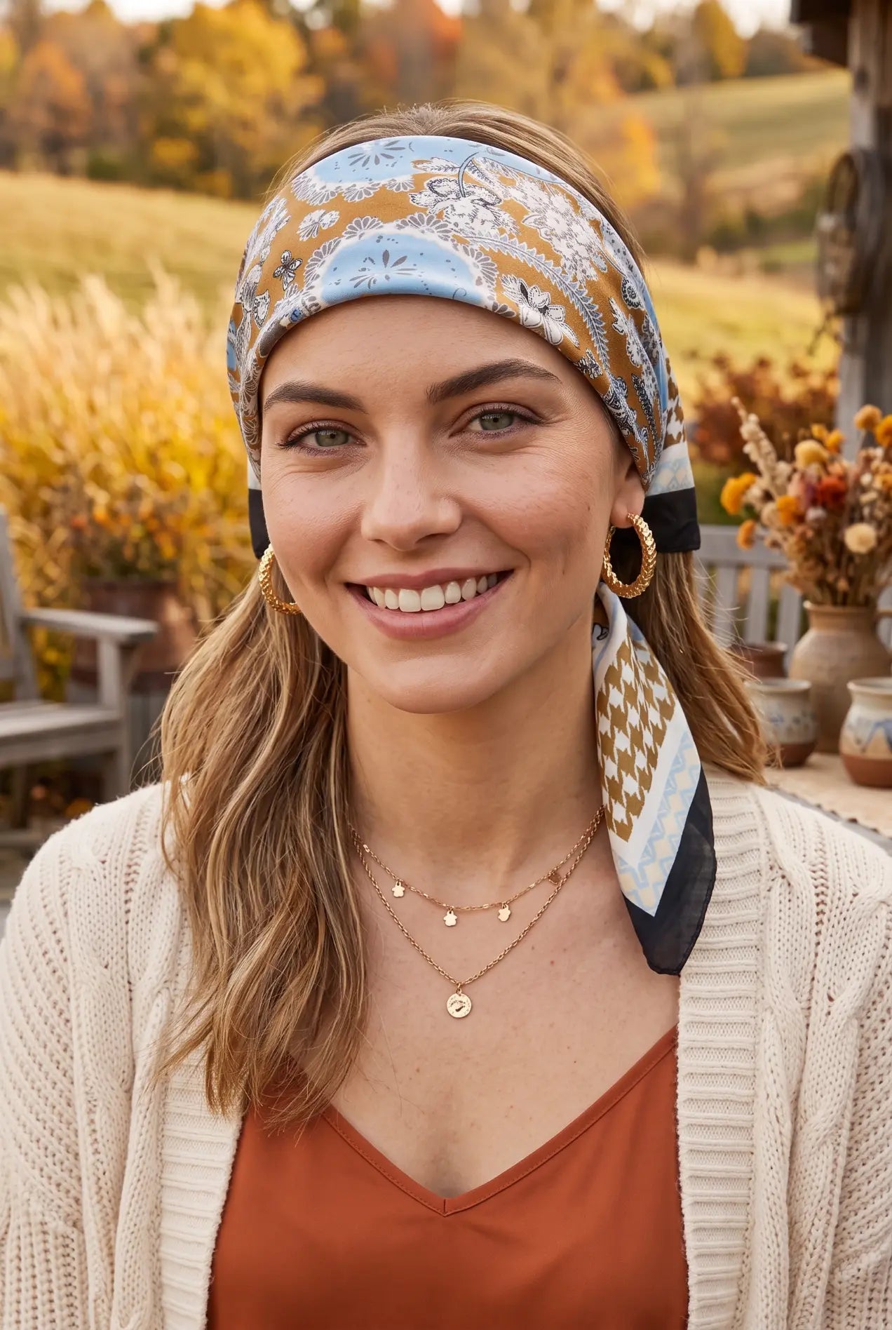 Retro Mixed Pattern Soft Satin Scarf Multi Wear Head Neck Bandana for Women - NeoKira Unlimited