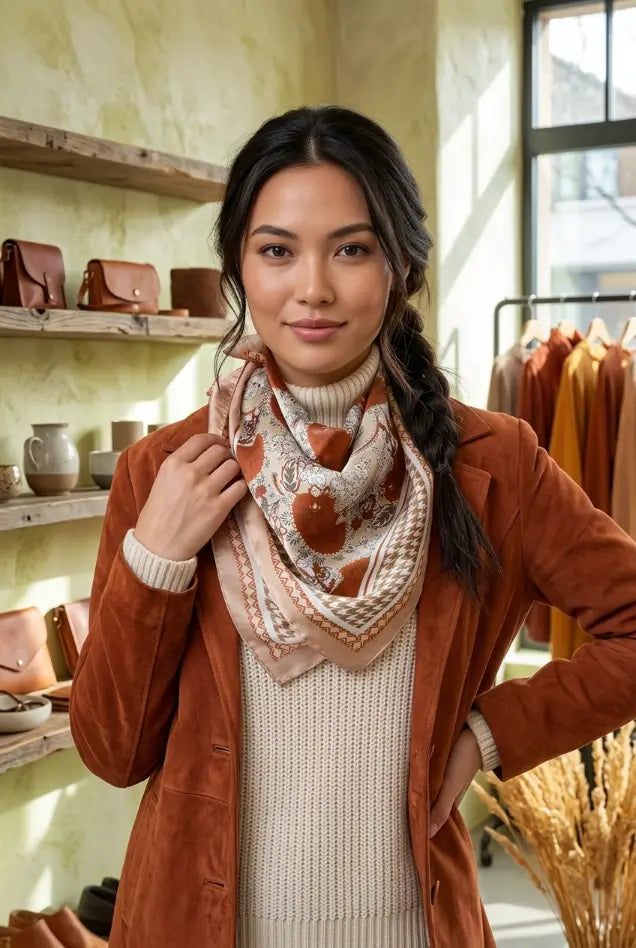 Retro Mixed Pattern Soft Satin Scarf Multi Wear Head Neck Bandana for Women - NeoKira Unlimited