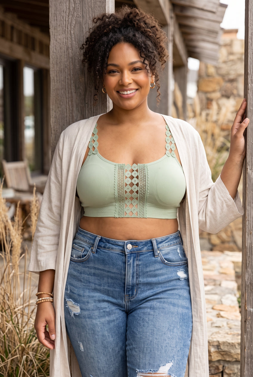 Boho Eye Lace Applique Bralette Plus - NeoKira Unlimited