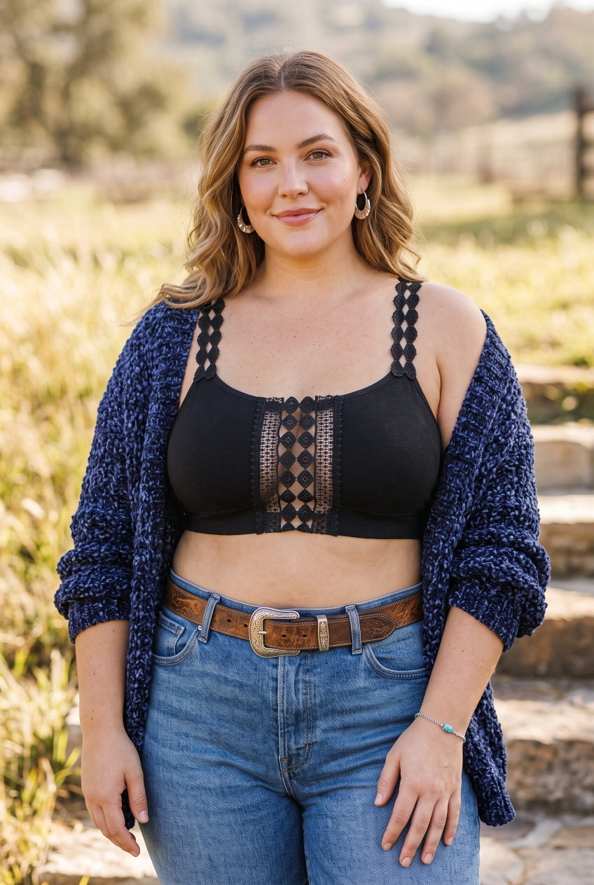 Boho Eye Lace Applique Bralette Plus - NeoKira Unlimited