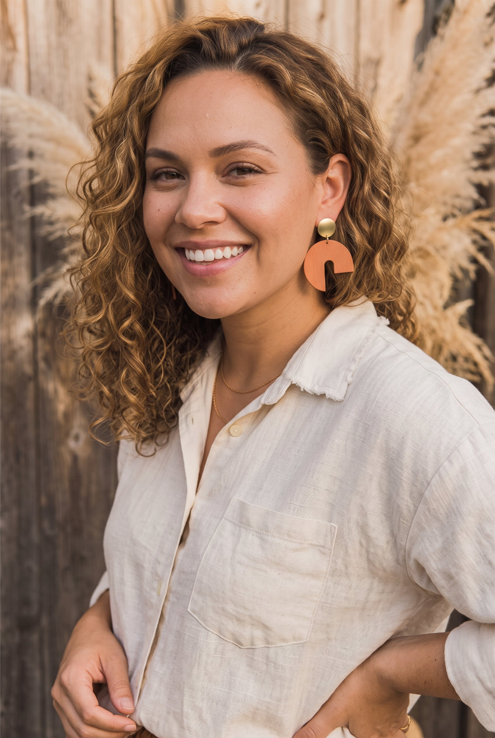 Wooden Modern Arch Shaped Earring - NeoKira Unlimited