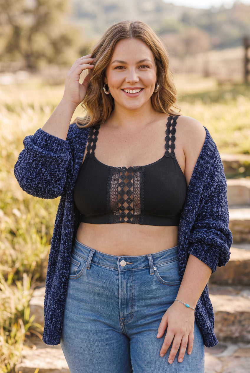 Boho Eye Lace Applique Bralette Plus - NeoKira Unlimited