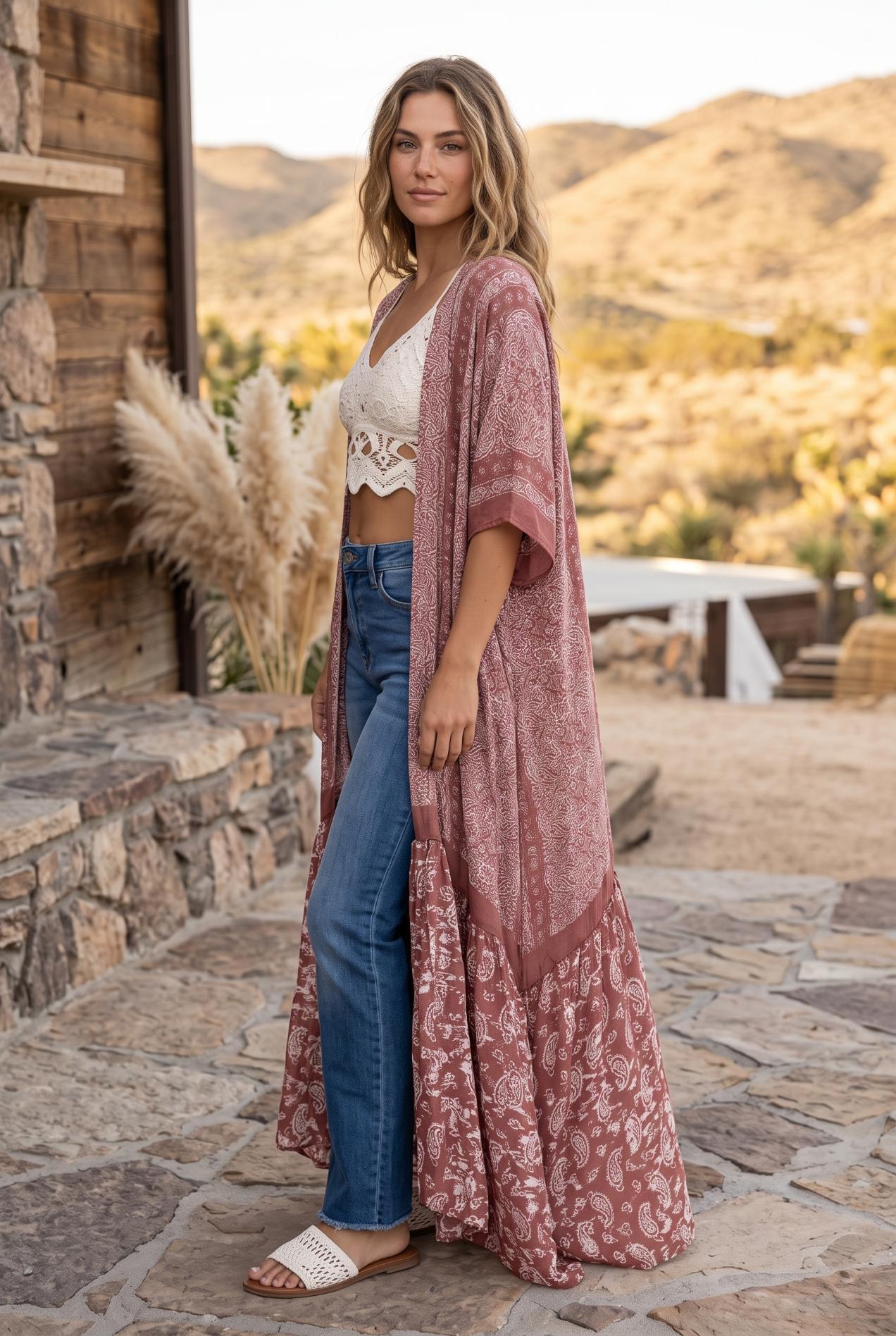 Paisley Free Flow Kimono - NeoKira Unlimited