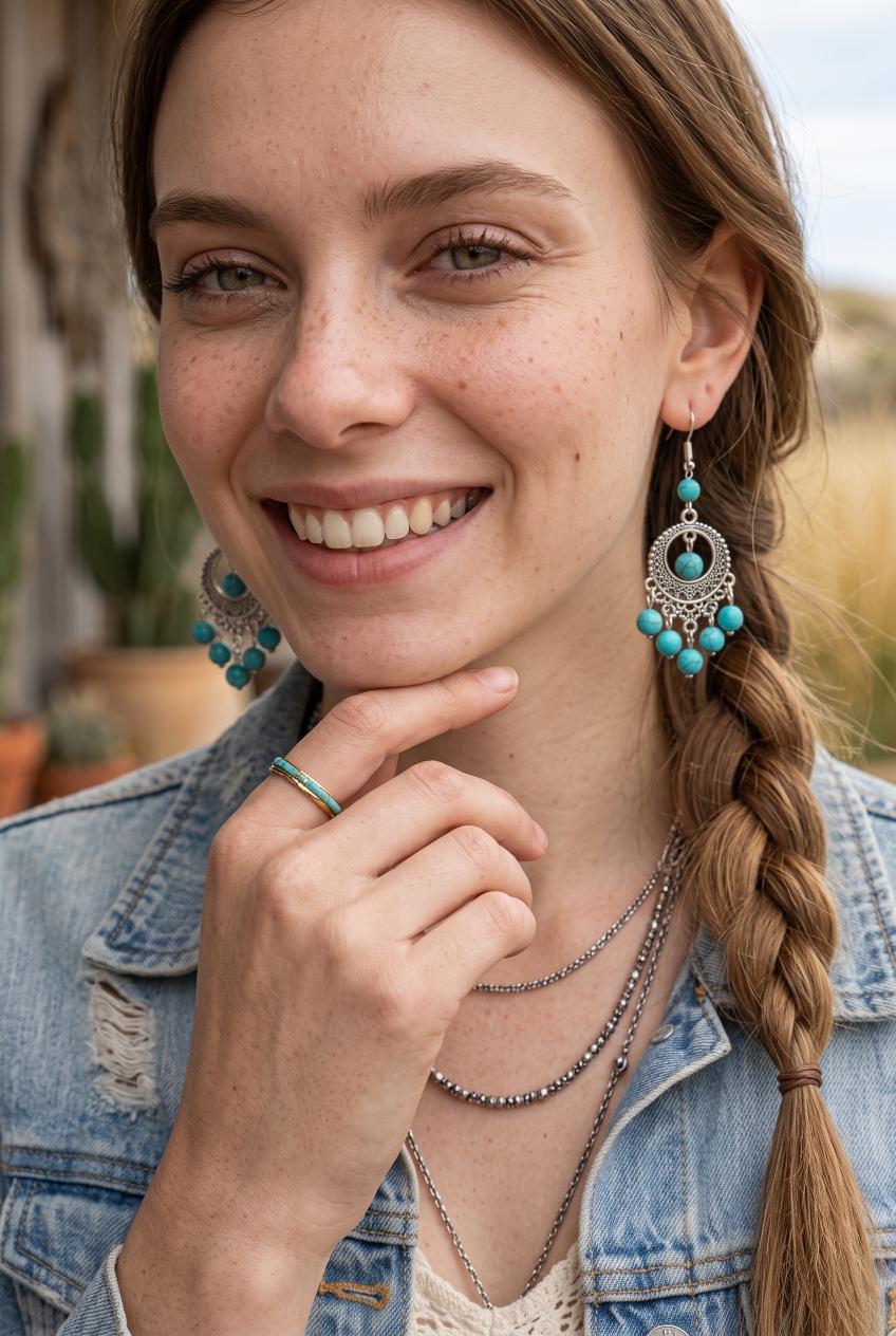 Women Boho Vintage Turquoise Beaded Tassel Drop Hook Earrings - NeoKira Unlimited