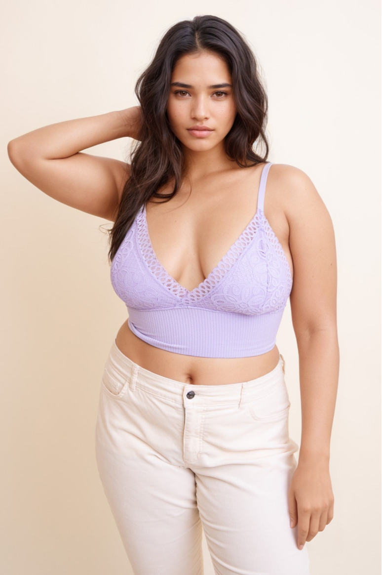 Curvy Waistband Loop Lace Brami – Elegant Plus Size Lace Detail - NeoKira Unlimited