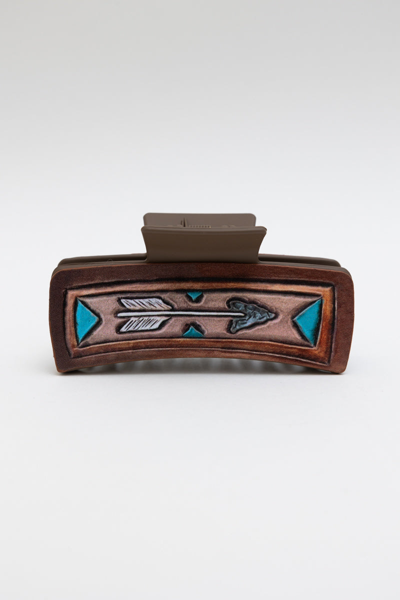 Stone Tipped Arrow Hair Claw – Artistic Tribal Pattern Clam Clip 🌟 - NeoKira Unlimited