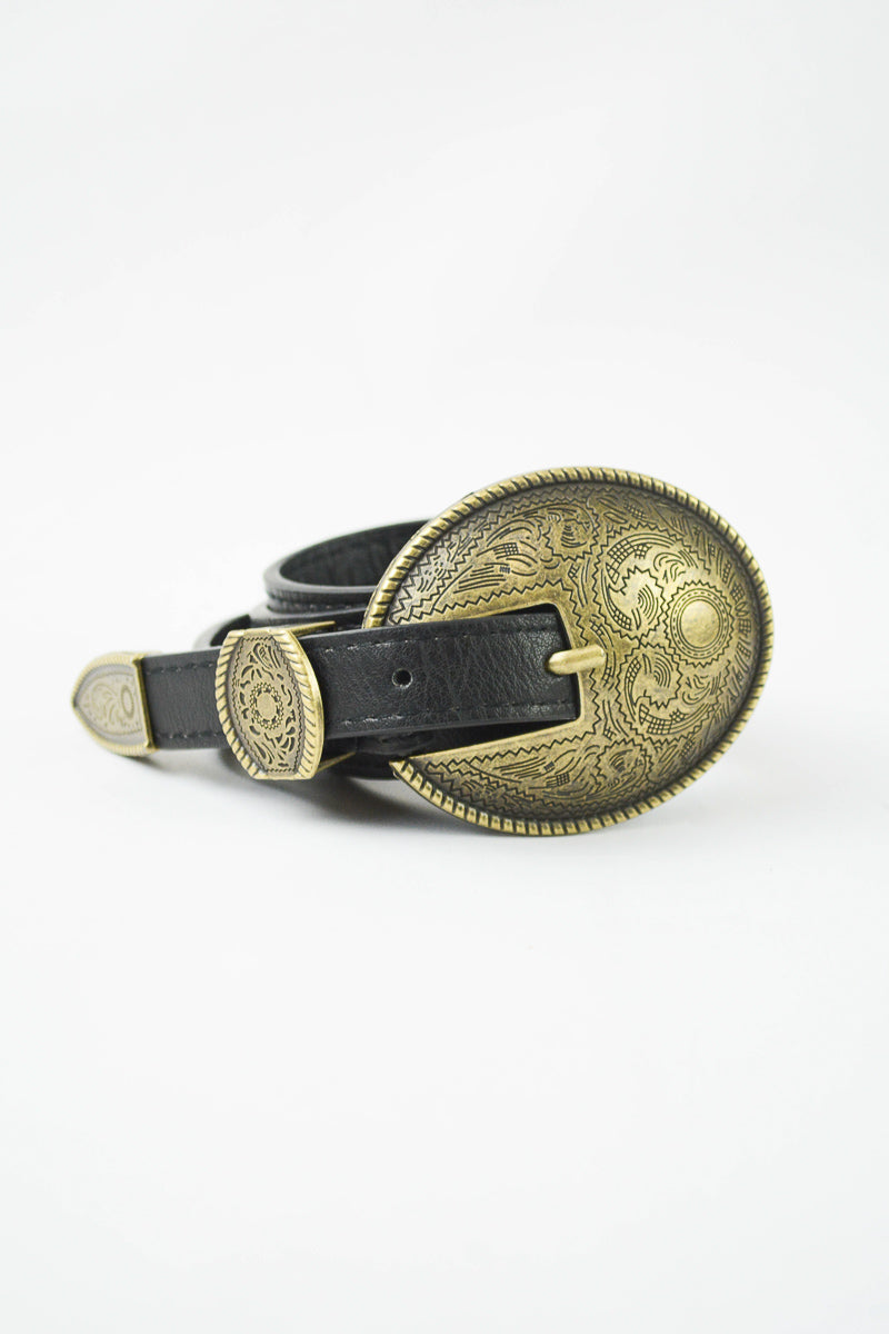 Oval Embossed Vintage Buckle Belt - NeoKira Unlimited