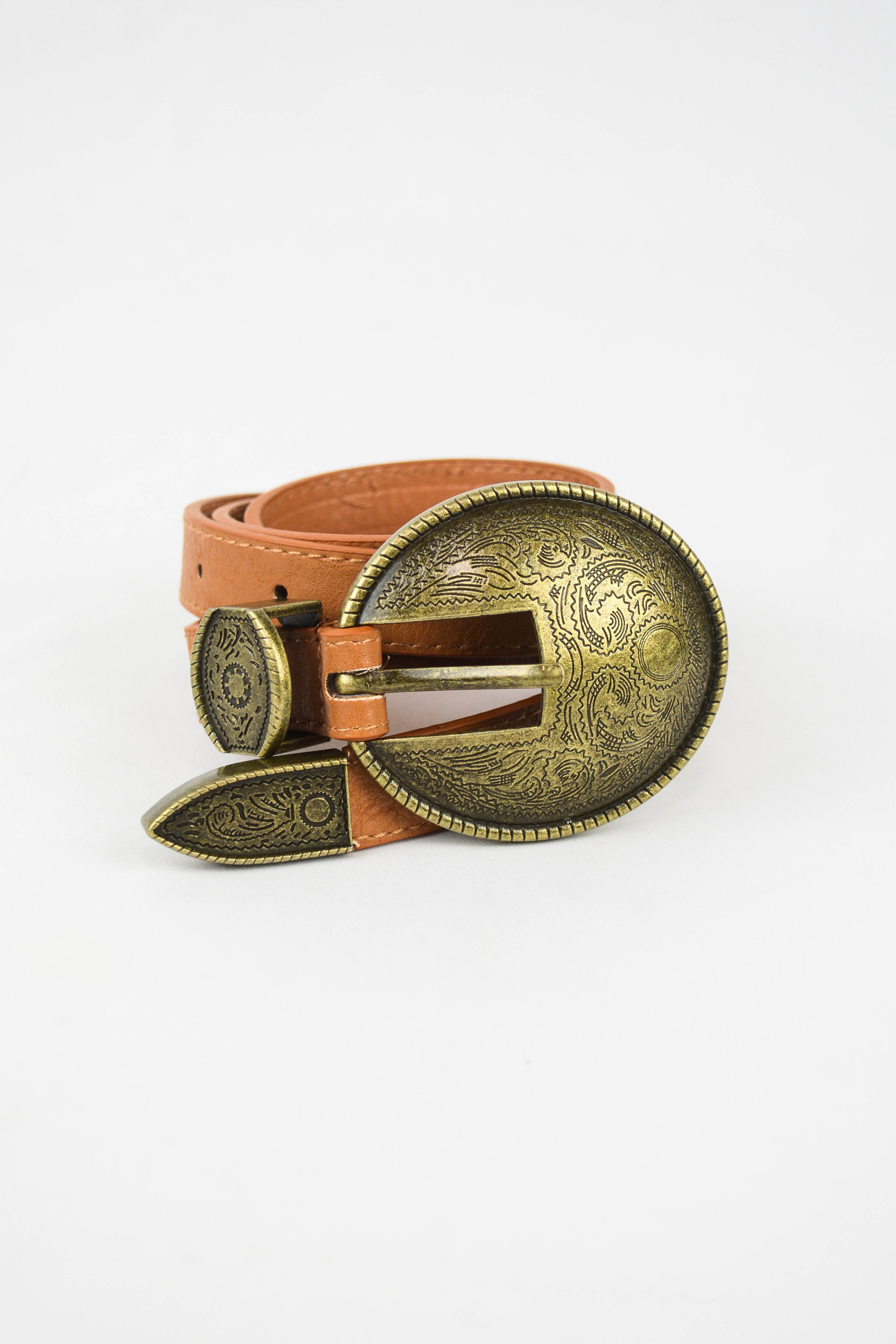Oval Embossed Vintage Buckle Belt - NeoKira Unlimited