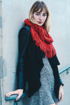 Fuzzy Chenille Tassel Infinity Scarf Scarves Leto Collection   