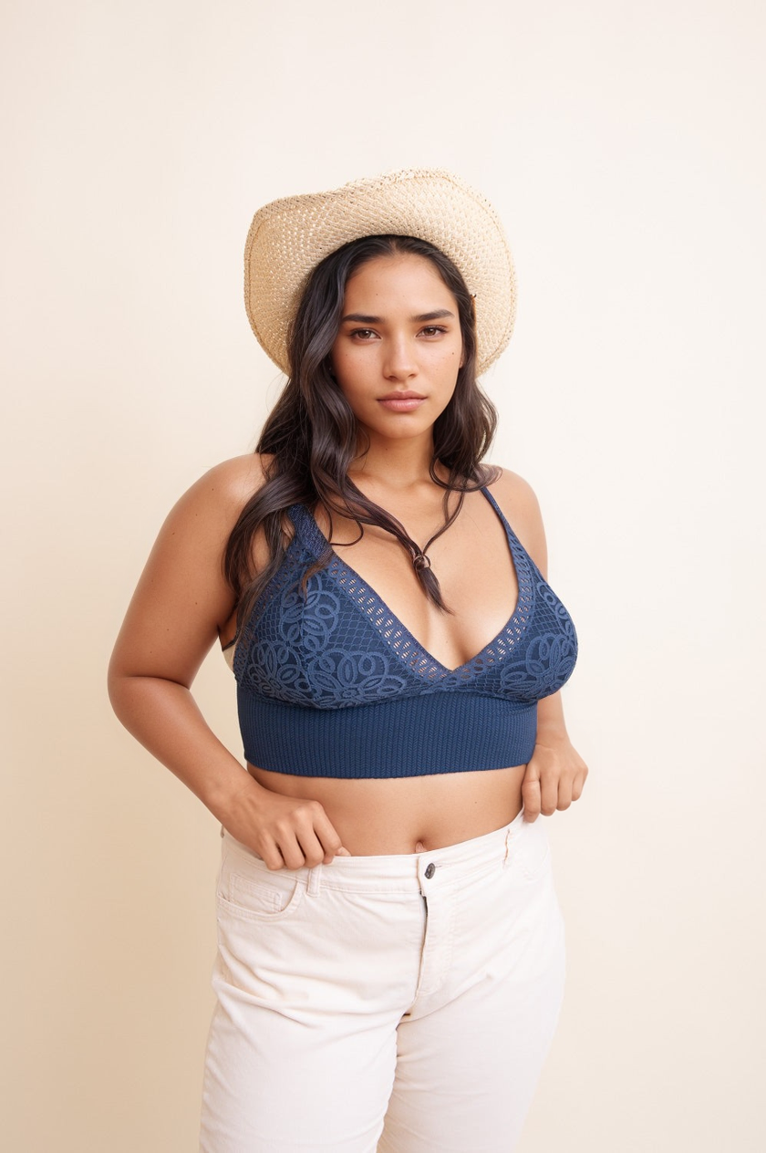 Curvy Waistband Loop Lace Brami Brami Plus Leto Collection Blue  