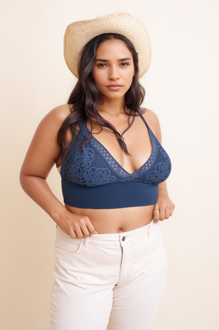 Curvy Waistband Loop Lace Brami – Elegant Plus Size Lace Detail - NeoKira Unlimited