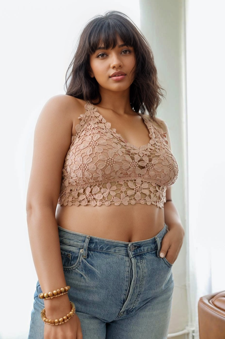 Crochet Daisy Longline Bralette Plus - NeoKira Unlimited