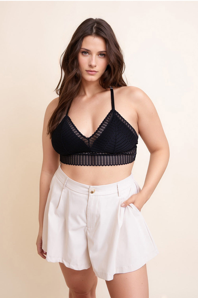 Ribbed Lace Boho Racerback Bralette Plus - NeoKira Unlimited