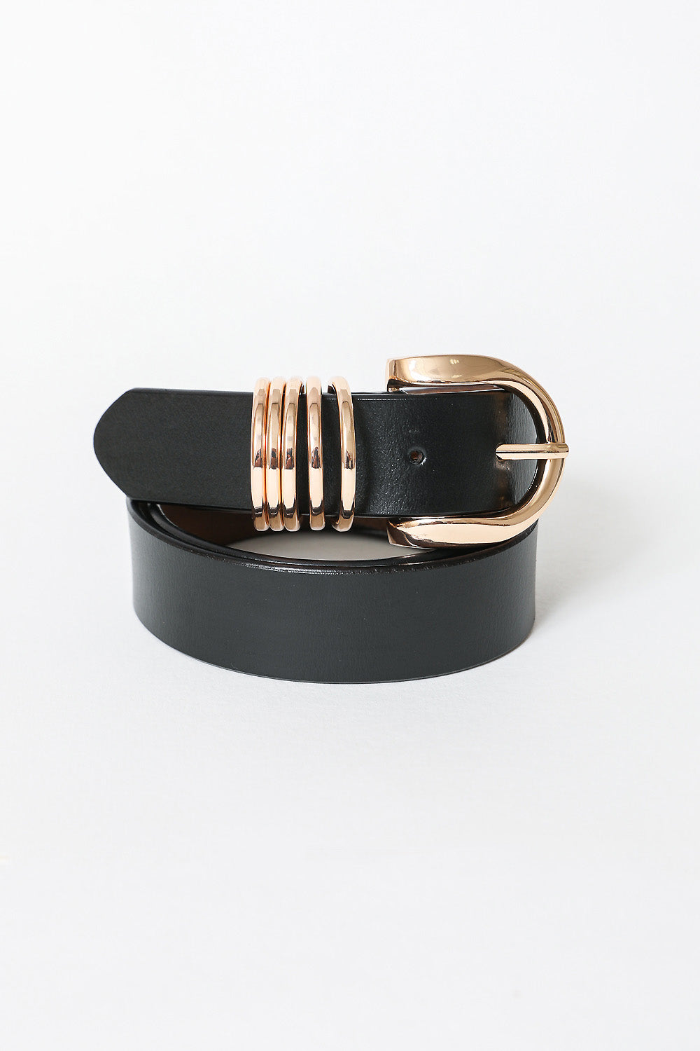 Camel Leather Belt – Gold Buckle & Accent Ring Detail - NeoKira Unlimited