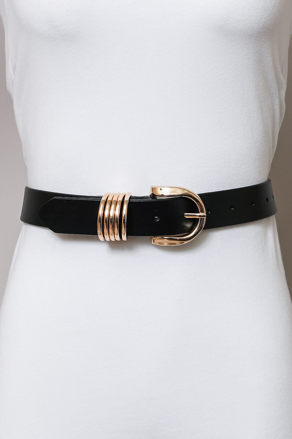 Camel Leather Belt – Gold Buckle & Accent Ring Detail - NeoKira Unlimited