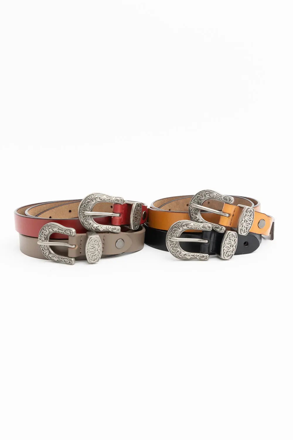 Western Style Skinny Leather Belt - Cowgirl Chic - NeoKira Unlimited