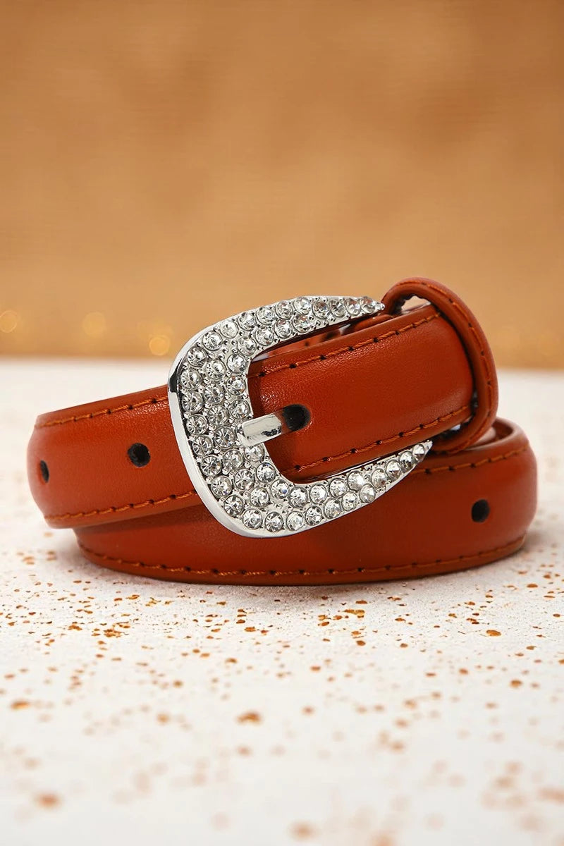 Rhinestone Skinny Western Glam Belt - NeoKira Unlimited
