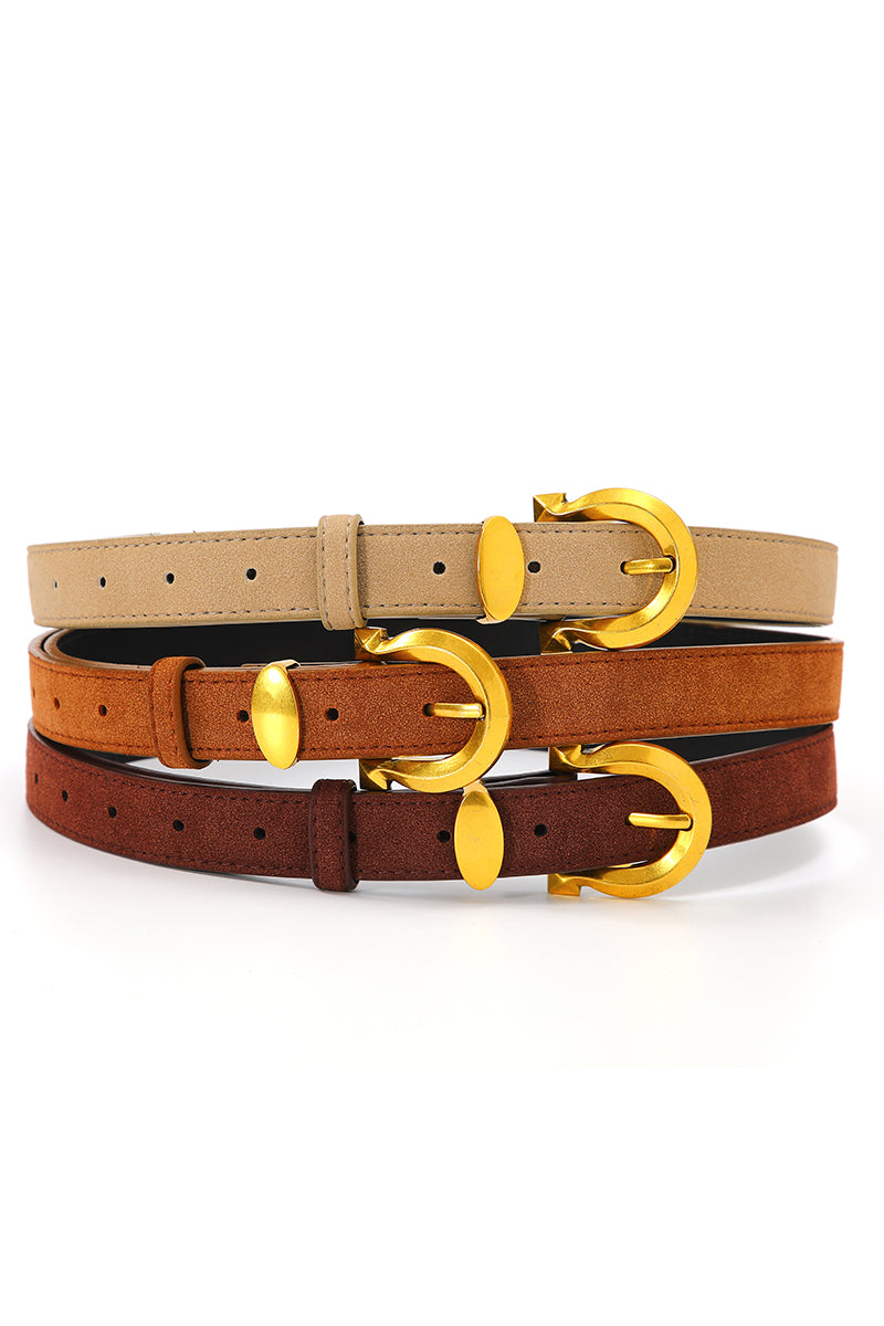 Golden Horseshoe Suede Belt - Subtle Western - NeoKira Unlimited